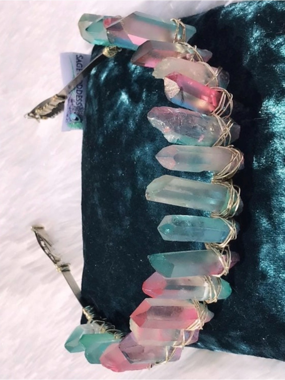 Cotton Candy Aura Quartz Crown
